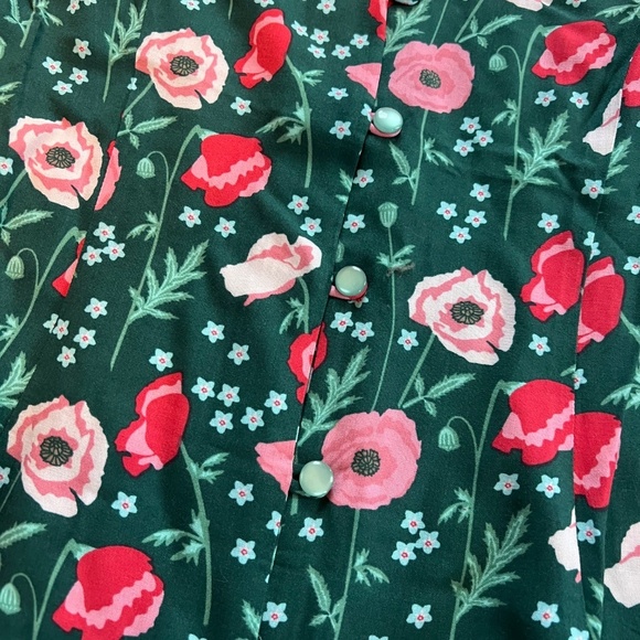 NWT Matilda Jane Womens Yesteryear Green Pink Floral Tunic Blouse Top size XS - Picture 3 of 3